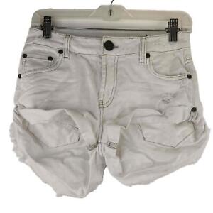 One Teaspoon White Beau Bandits Frey Hem Denim Shorts Size 24 NWT