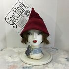 House witch hat, red velvet hat, elf, gnome hood, fairy cap, L, Geechlark 6547