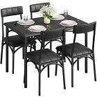 5 Pcs Dining Set Table and 4 Chairs Wood Top Dinette for Home Kitchen Breakfast
