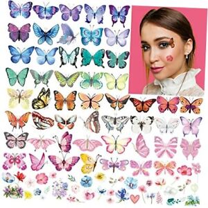 100Pcs Temporary Tattoos for Kids Women Girls, Fake Colorful Butterfly