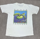 VINTAGE Human I Tees Shirt Mens XL Sea Turtle Under Pressure White 90s USA Made
