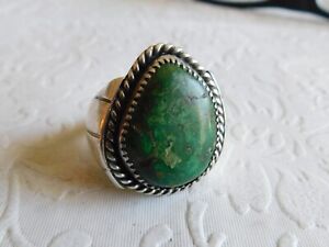 VINTAGE NAVAJO GREEN TURQUOISE OLD PAWN MONSTER SIZE 12.5 MAN'S RING - 17g