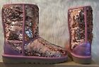 UGG AUSTRALIA COSMOS SPARKLES BOOTS CLASSIC SHORT SEQUIN PINK WOM US SIZE 7