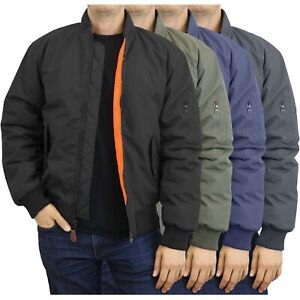 Mens Heavy Weight MA-1 Flight Bomber Jacket Full Zip Outerwear Coat Colors NWT