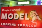 RARE 1950s MODEL PIPE SMOKING TOBACCO DEALER 2-SIDED PAINTED METAL FLANGE SIGN