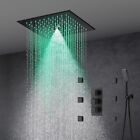 Thermostatic Shower Faucet Set LED Rain&Waterfall Head Combo Massage System Kit