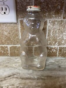 Vintage Snow Crest Beverages Glass Bear Bank (without original slotted lid)