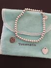 Tiffany & Co. Return To Genuine Silver Heart 4mm Mini Bead Ball Bracelet 5.5