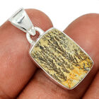 Natural Germany Psilomelane Dendrite 925 Sterling Silver Pendant Jewelry CP43780