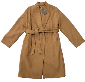 MAY YOU BE 63% Wool Trench Coat Brown - Women's Size S
