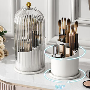 Rotating Makeup Brush Holder Storage Box Portable Desktop Cosmetic Organizer
