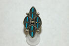 Ladies Zuni 8 stone turquoise needlepoint ring Sterling Silver