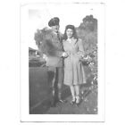 Vintage Photo Handsome Navy Sailor & Pretty Girl WWII Uniform 1940s Snapshot
