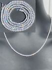 Collar de Diamantes Plata 925 SÓLIDO de 2 mm Hombre Mujer Cadena Tennis Hip Hop
