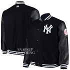 NY Yankees Men's Black Wool & Genuine Leather Sleeves Letterman Varsity Jacket