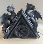 Medieval Castle Winged Dragon Gothic Bookends Gray
