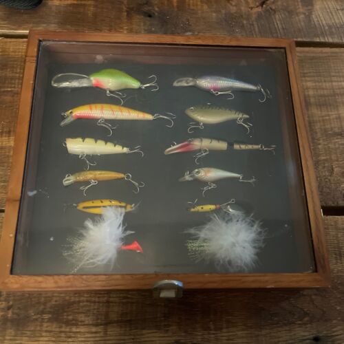 New ListingVintage Fishing Lure Display In Wooden Box
