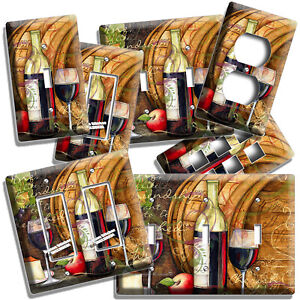 ITALIAN WINE BOTTLE BARREL CHEESE GRAPES LIGHT SWITCH OUTLET PLATE KITCHEN DECOR