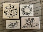 New ListingLot of 4 Woodblock Rubber Crafting Stamps. See Description. Free Shipping!