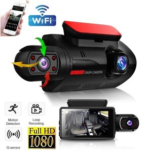 HD 1080P Dual Lens Car DVR Dash Cam Video Recorder G-Sensor Front Inside Camera