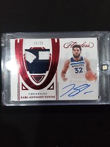 2021-22 Panini Flawless Karl-Anthony Towns Auto 13/15 Name Plate Patch #FPA-KAT