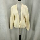 Vintage Bramble Lane Mohair Caridgan Womens Large Ivory Button Sweater Fuzzy