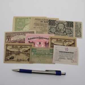 Group of 9 - 1920 Austrian Heller Notgeld Notes - Austrian Inflation Notes