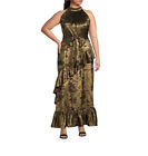 Alex Marie Woman Size 16W Tiffany Metallic Halter Neck Tiered Ruffle Hem Dress
