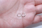 925 Sterling Silver Genuine Continuous Mini Hoop Earrings /Pair/ Women Kids 8mm