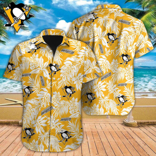 SALE Pittsburgh Penguins Hawaiian Shirt Tropical Leaves Aloha Beach Shirt Men