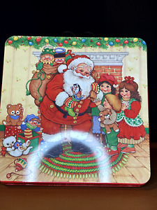 Christmas Square Burner Covers - Metal - Santa with Children & Presents