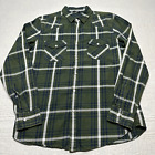 Nuon Shirt Mens Medium Green Plaid Button Up Pockets Long Sleeve Cotton Outdoor