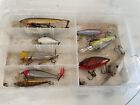 (11) Pcs. RARE OLD FISHING LURE LOT ESTATE FOUND BAITS VINTAGE POPPERS W/CASE