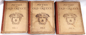 Rare 3) Vol. Set 1896 Pratt MYTHS OF OLD GREECE, Mythology,Greek gods,Children's