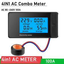 85-400V AC 100A Digital Watt KWH Current Power Energy Meter Ammeter Voltmeter US