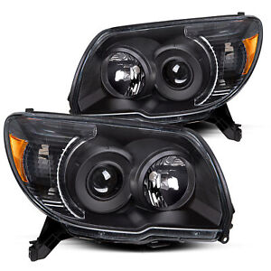 For 2006-2009 Toyota 4Runner Black Headlights Assembly Amber Corner Lamps Set (For: 2006 Toyota 4Runner SR5 4.0L)