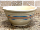 Vintage McCoy Large Mixing Bowl #10 Cream Pink Blue Stripes Oven Ware USA (5E)