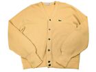 Vintage Izod Lacoste Cardigan Sweater Men Medium Yellow Orlon Acrylic USA Made