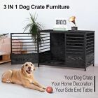 Dog Crate Furniture Wooden Heavy Duty Dog Cage End Table w/ Door Lock Dog Kennel