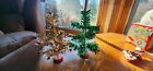 New Listing2 VTG Aluminum Foil Christmas Trees Tabletop Size Mercury Glass Beads