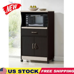 Microwave Cart Kitchen Islands Carts Wheels Storage Cabinet Portable Rolling New