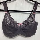 Wacoal Fantasie Bra 34H Gray High Sides Smooth Back Underwire lace Trim