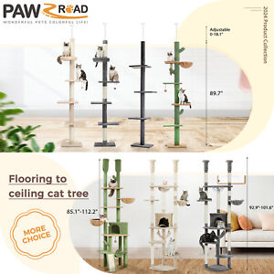 PAWZ Road Cat Tree Tower Floor to Ceiling High Cat Scratching Post Condo House