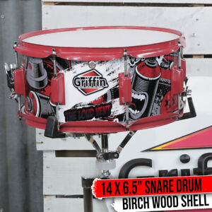 GRIFFIN Snare Drum Birch Wood Shell 14x6.5 Percussion Music Acoustic Kit Set Key