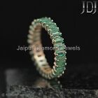 Natural Emerald Gemstone Solid 14K Yellow Gold Full Band Eternity Jewelry Ring