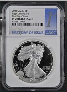 2021 S $1 PROOF SILVER EAGLE TYPE 2 EAGLE NGC PF 70 FDI FIRST DAY SAN FRAN