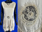 Vintage Point de Gaze Needle Lace White Silk Charmeuse Beaded Scallop Hem Dress
