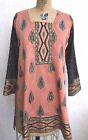 Costume Bollywood Top Tunic Orange Gold Painted Paisley Sz Small Square Neck