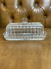 Vintage Art Deco Style Clear Crystal/Glass Qtr Pound Butter Dish With Lid