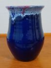 Vintage VAN BRIGGLE Drip Glaze Pottery Blue Flower Vase Signed Original